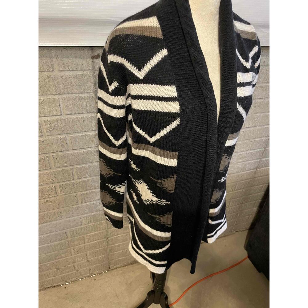 BB Dakota Denny Blanket Patterned Open Front Cardigan Sweater Size Small - Picture 4 of 7